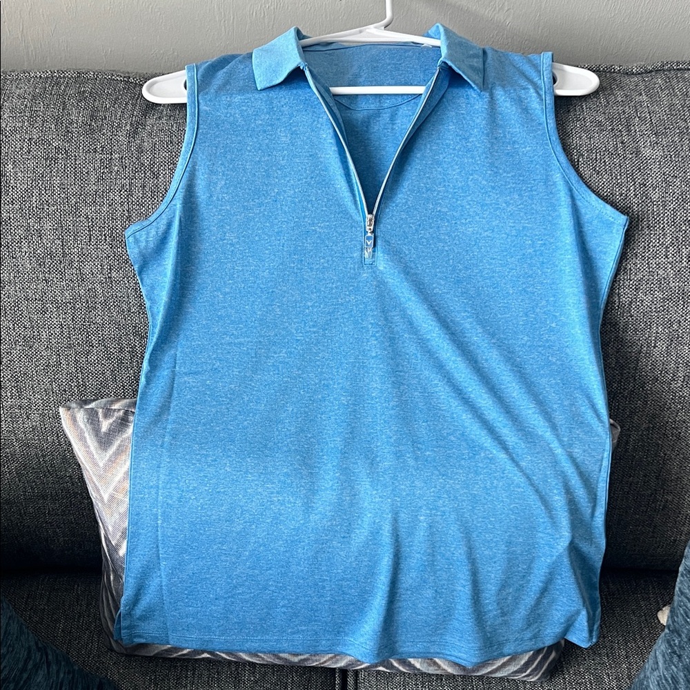 Callaway Blue Sleeveless Zip-Up Sz M